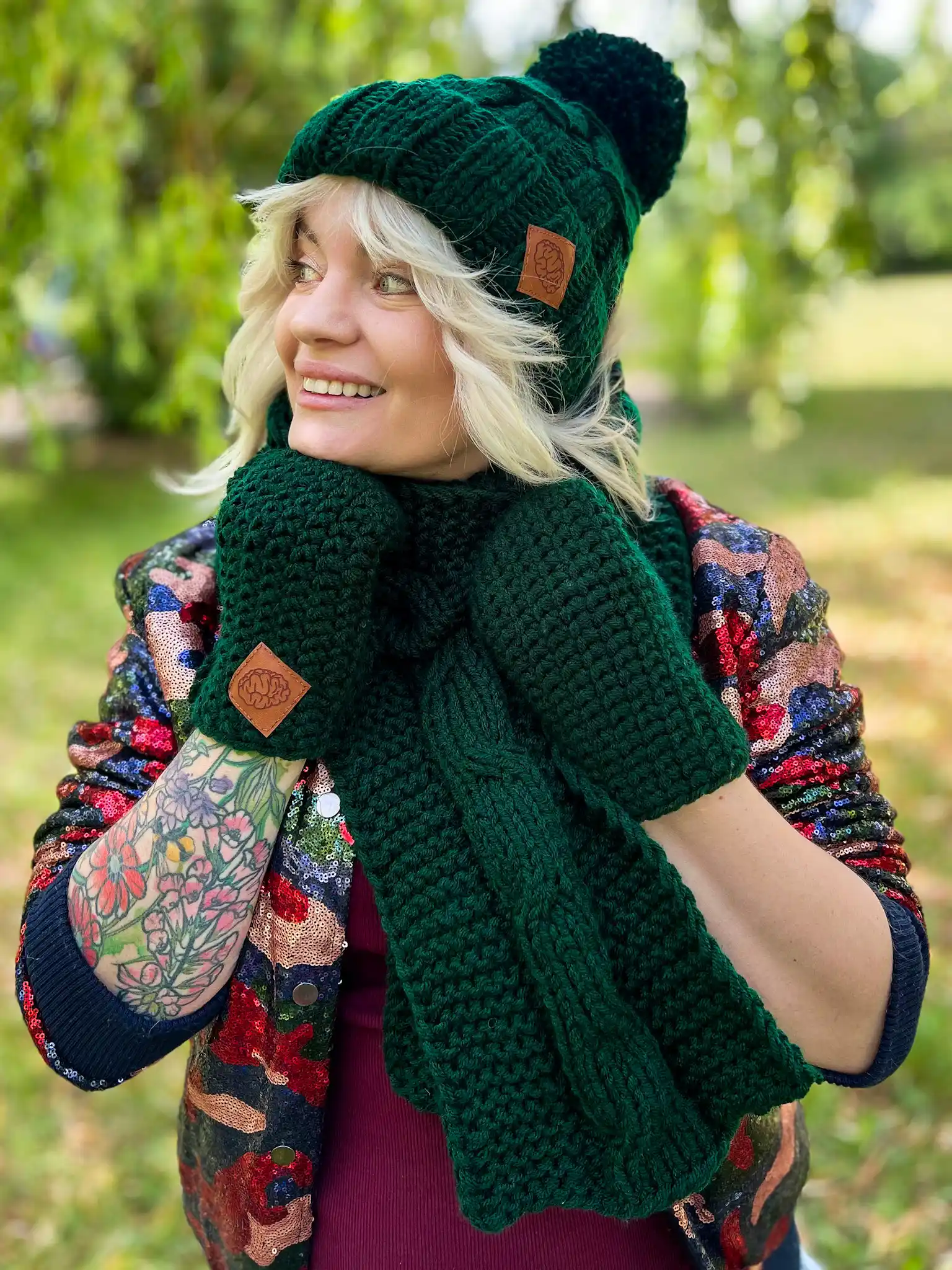 zielone mitenki merino
