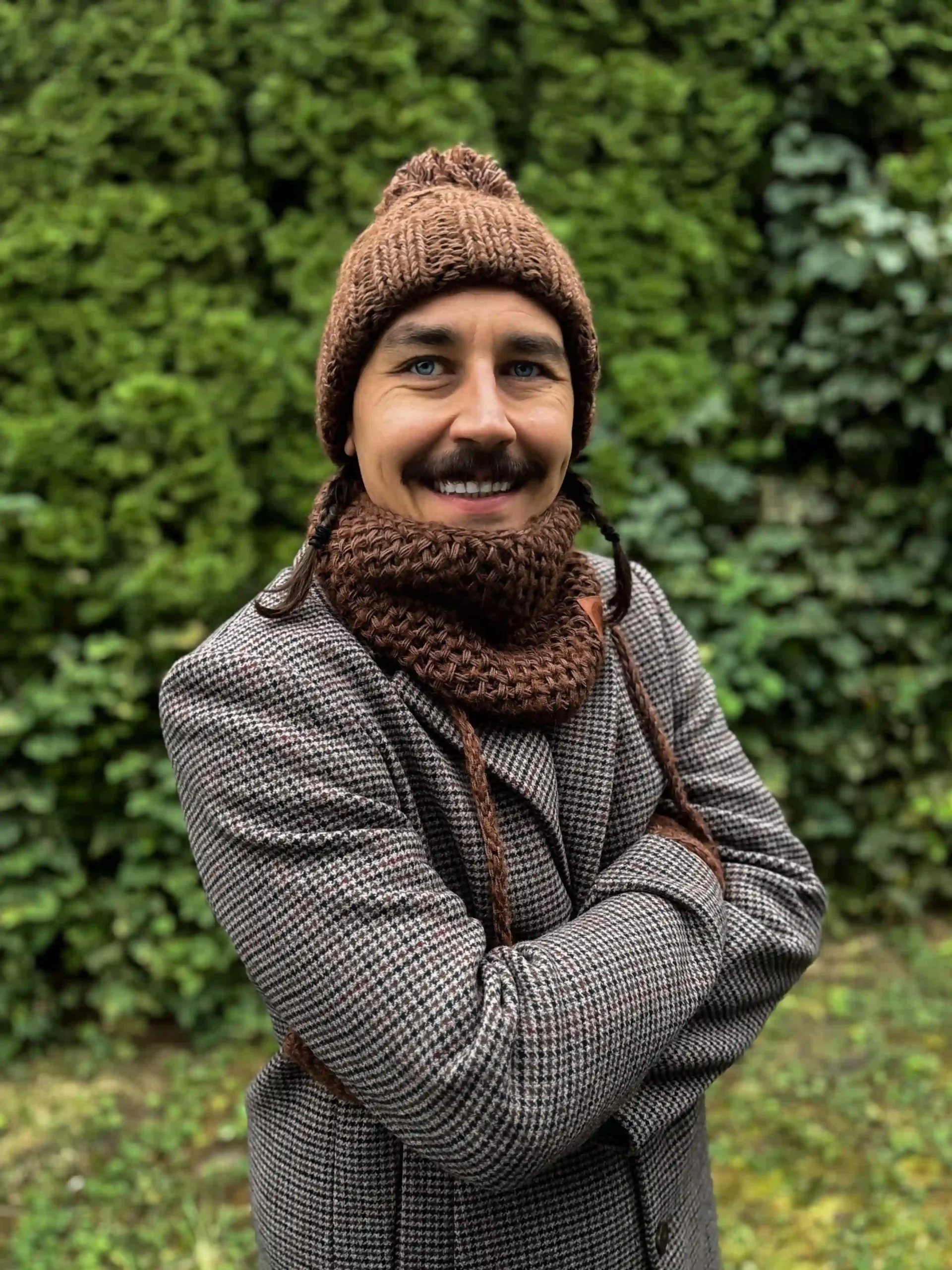 zimowa beanie brązowa