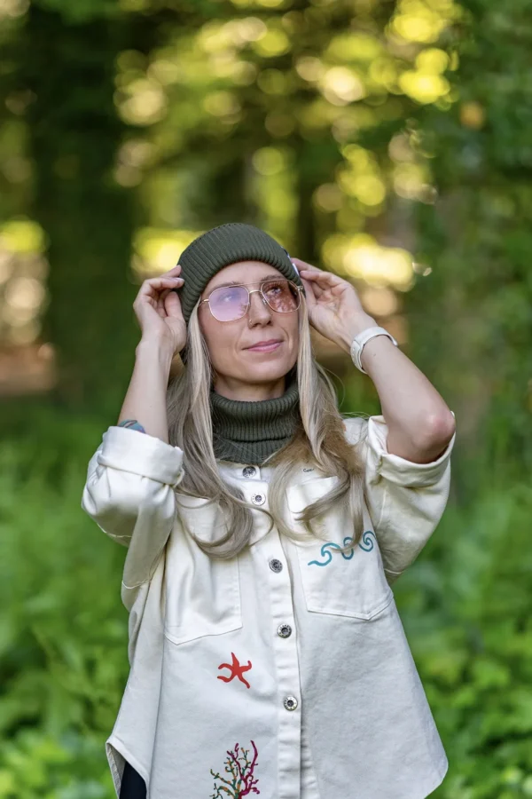 Bawełniany komin Damski "Khaki Ciemny Zielony”
