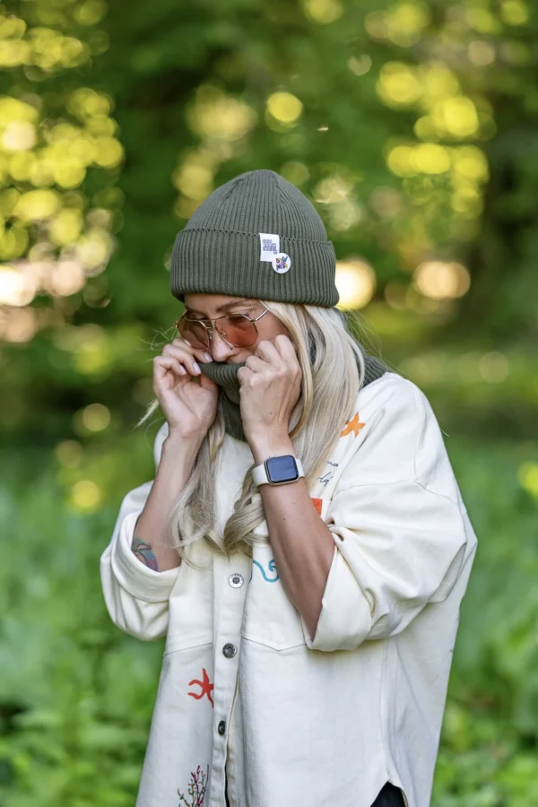 Czapka wywijana z bawełny logo kolorowe "Khaki Ciemny Zielony"