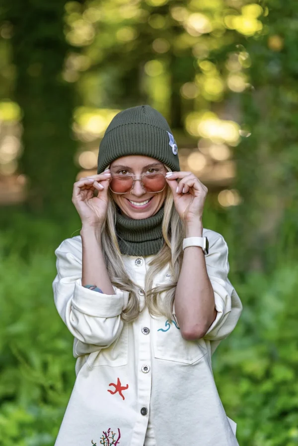 Czapka wywijana z bawełny logo kolorowe "Khaki Ciemny Zielony"