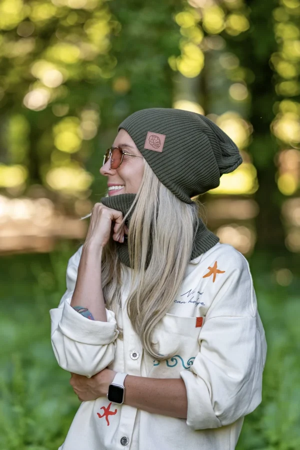 Bawełniany komin Damski "Khaki Ciemny Zielony”