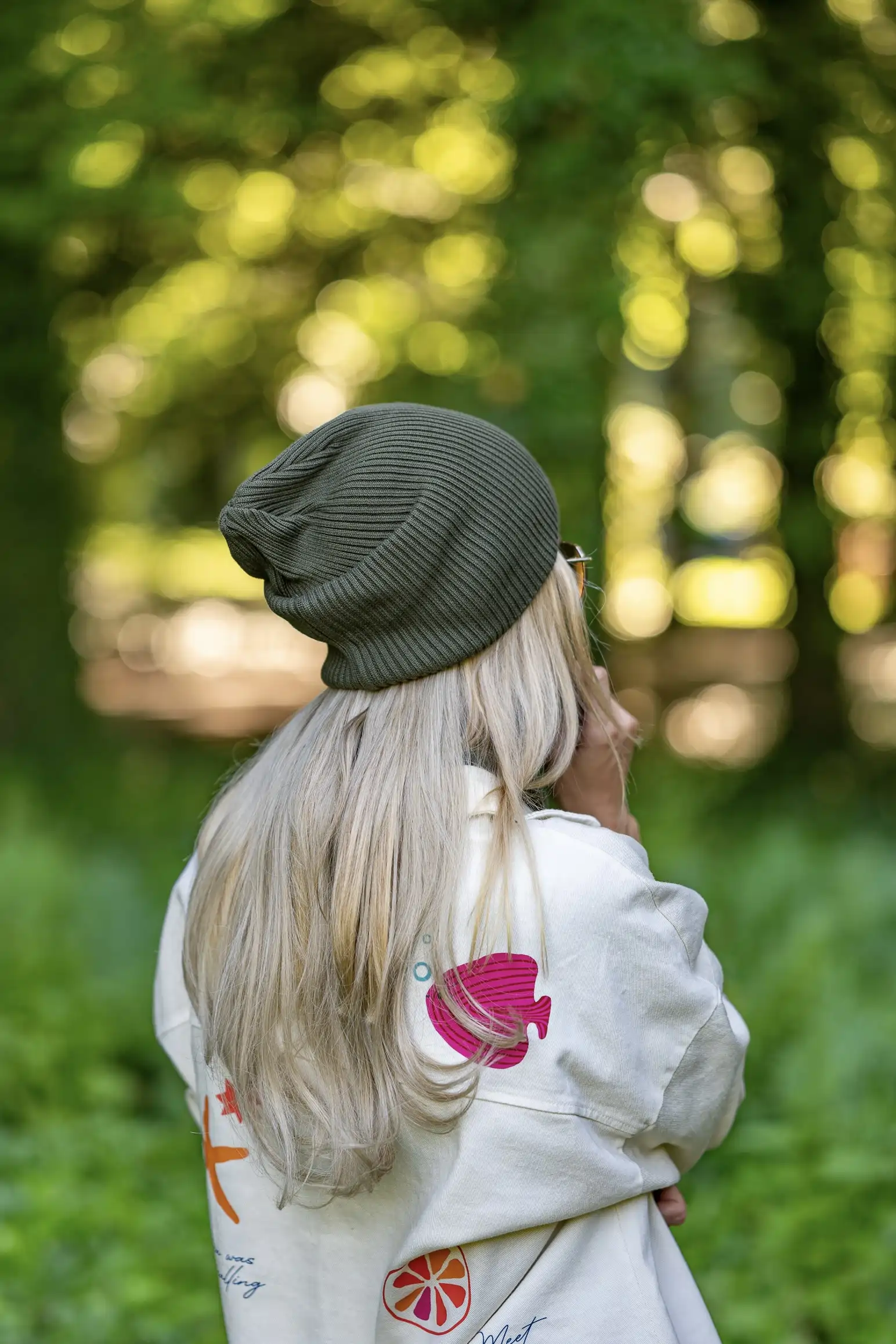 Damska czapka z bawełny logo kolorowe "Khaki Ciemny Zielony" - obrazek 5