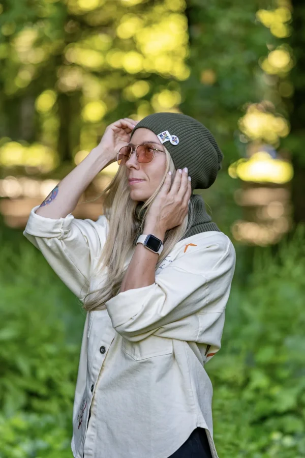 Damska czapka z bawełny logo kolorowe "Khaki Ciemny Zielony"